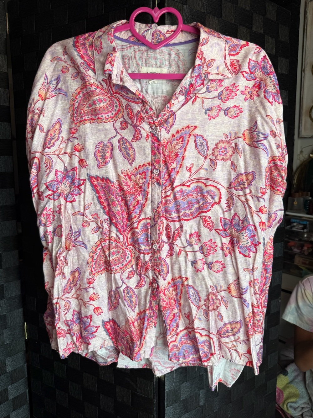 Umgee Women’s Pink Floral Button-Up Blouse